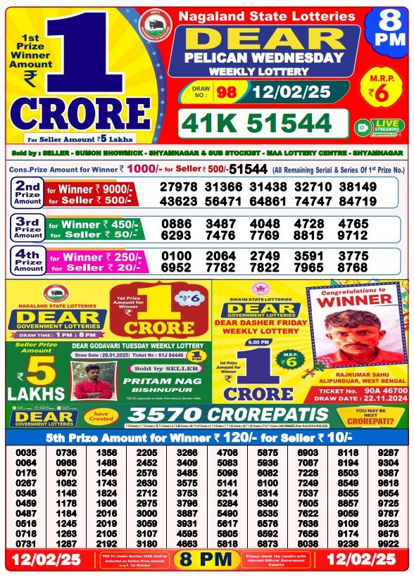 Dear Lottery Result Today 8